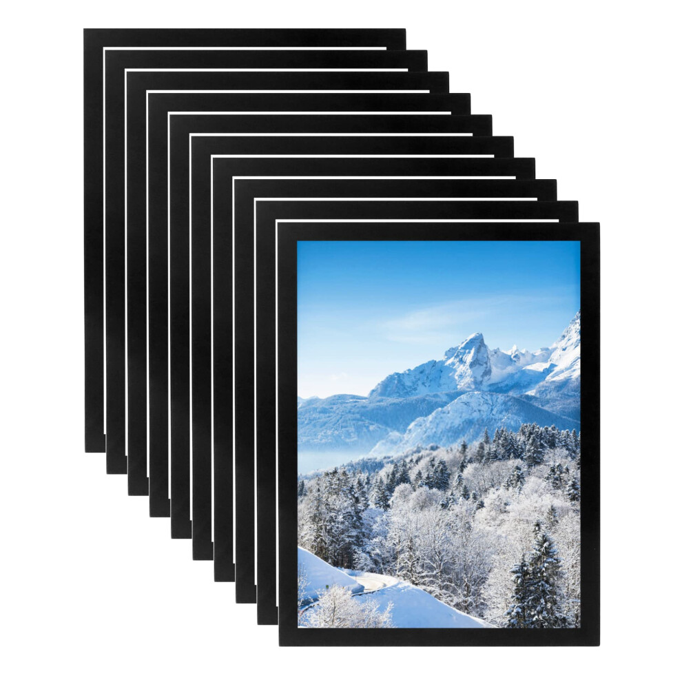 Qwork 10Pcs A4 Magnetic Frames, Adhesive Magnetic Display Frame, Black, For Ads, Notices, Documents