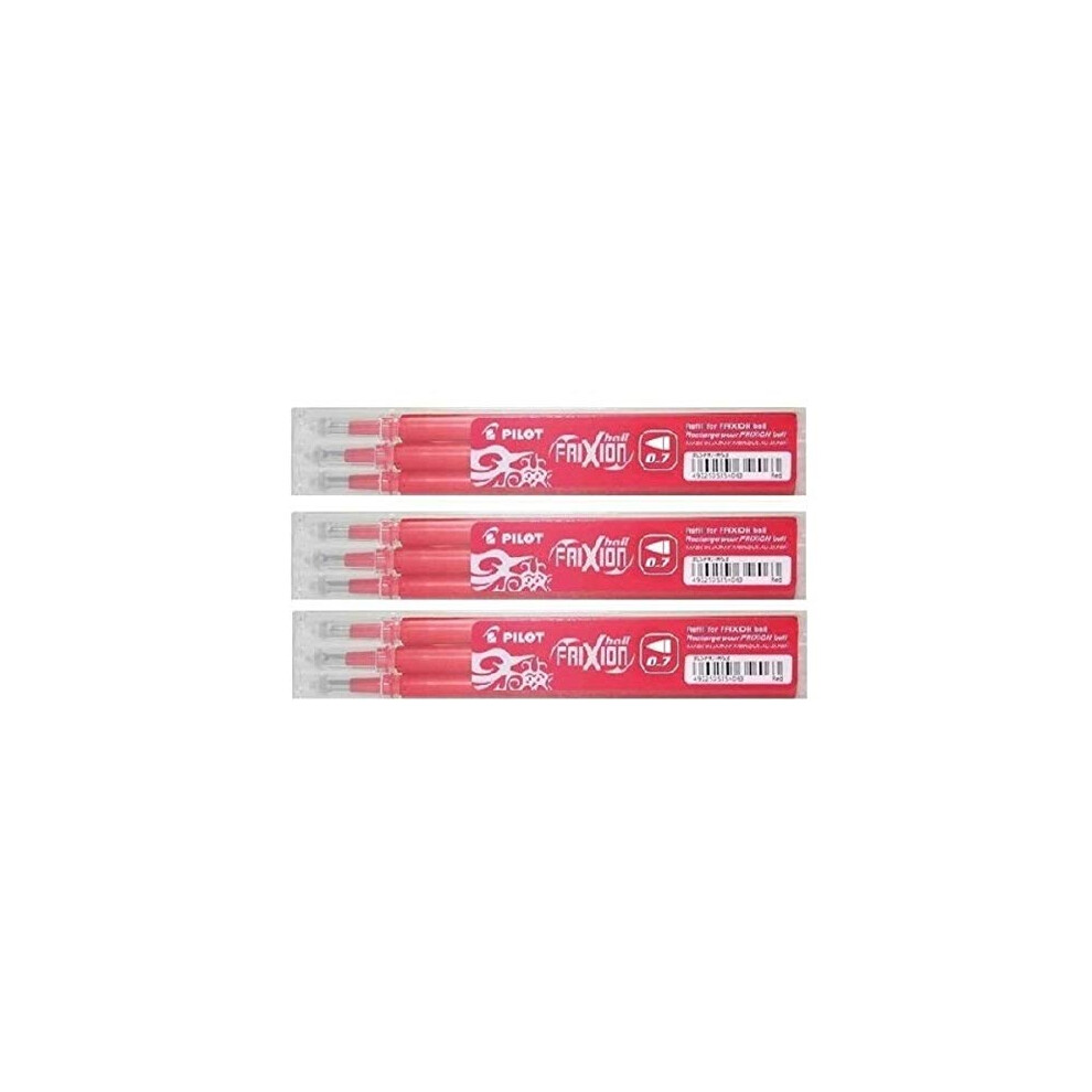 Red Frixion Rollerball Erasable Pens Pen Refills Spare Ink BLS-FR7 (Pack Of 3 - 9 Refills)