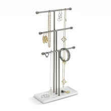 Trigem Hanging Jewelry Organizer – 3 Tier Table Top Necklace Holder, Jewelry Box and Jewelry Display with Jewelry Tray