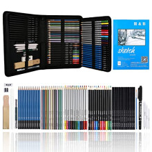 72Pcs Drawing Sketching Kit Set, Pro Art Supplies with Sketchbook, Watercolor, Graphite, Colored, Metallic, Charcoal