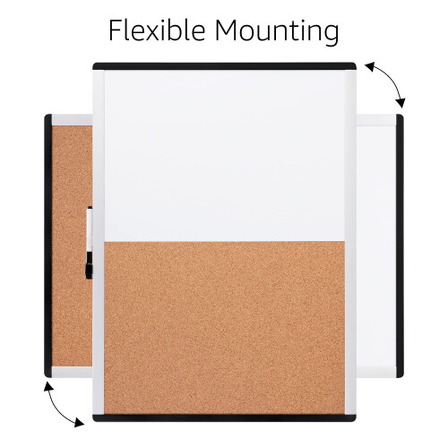Amazon Magnetic Dry Erase Combo Rectangular Board, plastic/aluminium frame, White/ Yellow, 43.2 cm x 58.4 cm 1