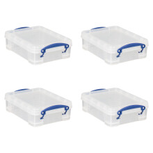 Really Useful Plastic Storage Box 1.75 Litre Clear (Pack of 4)
