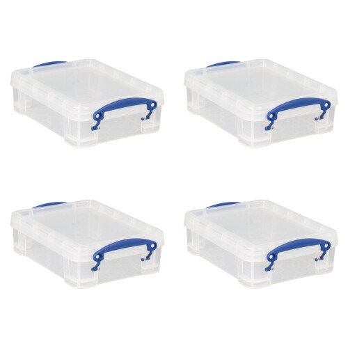 Really Useful Really Useful Plastic Storage Box 1.75 Litre Clear (Pack of 4)