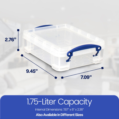 Really Useful Really Useful Plastic Storage Box 1.75 Litre Clear (Pack of 4) 2