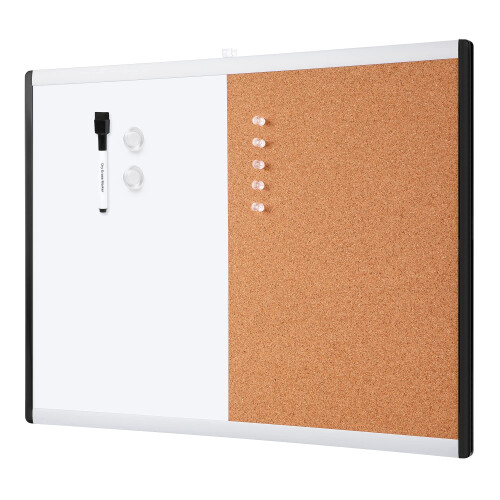 Amazon Magnetic Dry Erase Combo Rectangular Board, plastic/aluminium frame, White/ Yellow, 43.2 cm x 58.4 cm