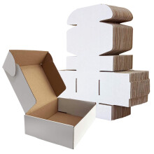 25 Pack 178x127x51 mm (7x5x2 in) Shipping Boxes Small White Corrugated Cardboard Box for Packing Mailing