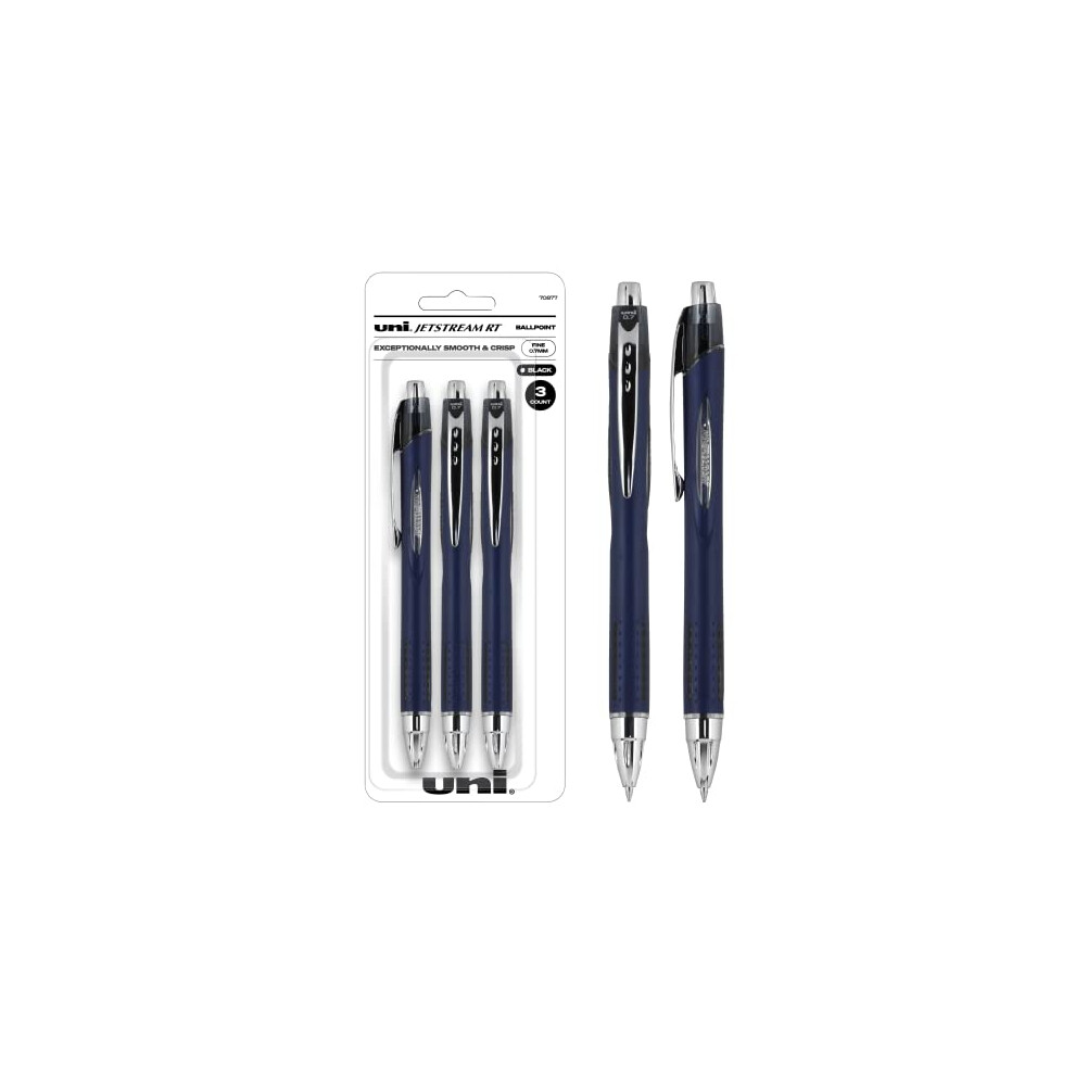 Jetstream Retractable Ball Point Pens,0.7mm, Black Ink, 3-Count