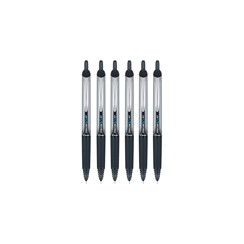 Precise V7 RT Retractable Rolling Ball Pens, Fine Point, Black Ink, 6 Pack