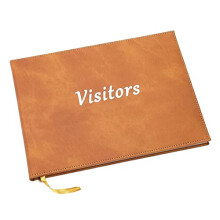 Visitors Book | Tan Faux Leather Cover | 265 x 195mm