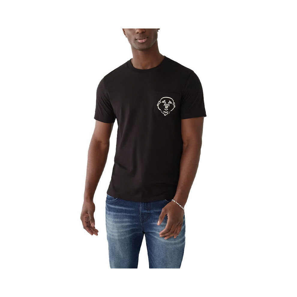 (Black, L) True Religion 107699 Mens T Shirts Summer Tee