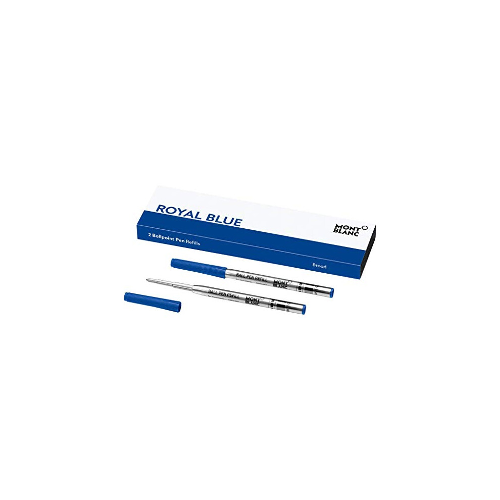 Ballpoint Pen Refills (B) Royal Blue 124491 â Refill Ink with a Broad Tip for Montblanc Biros â 2 x Blue Ballpen