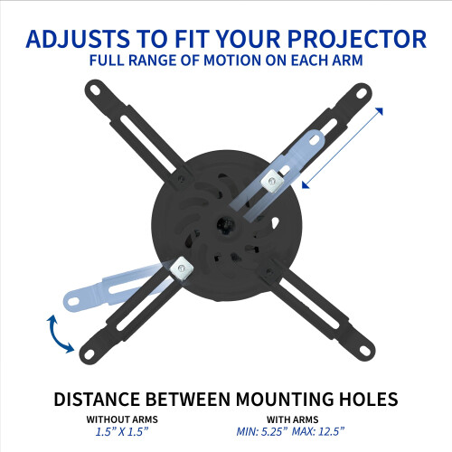 Vivo Universal Adjustable Ceiling Projector Mount for Regular and Mini Projectors, Projection Mount with Extending Arms, 2