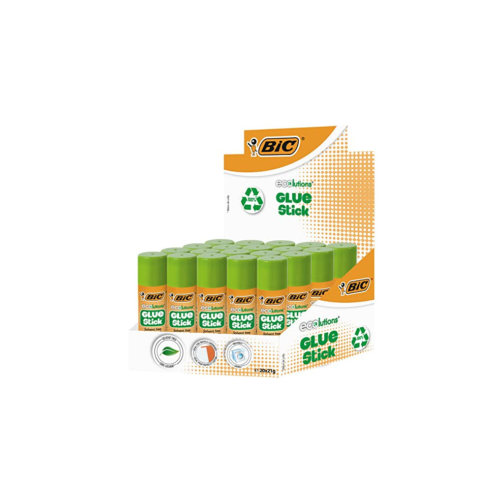 Bic Ecolutions Glue Stick (Box Of 20), 21G Green