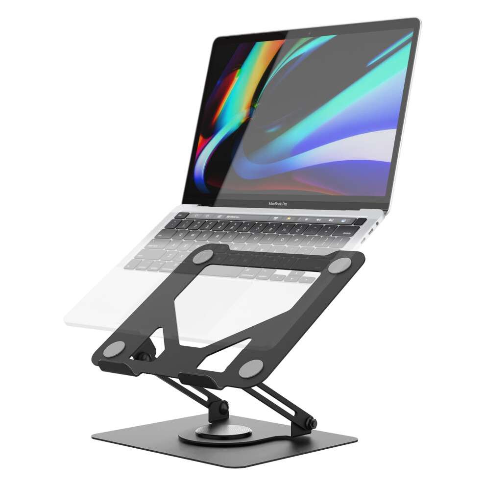 GRIFEMA Laptop Stand for Desk, 360 Swivel Adjustable Height Laptop Stand | Portable Foldable Laptop Holder, Ventilated Ergonomic Laptop Riser for MacBook Air/Pro, Dell, and 11-16" Laptops, Black - Image 3