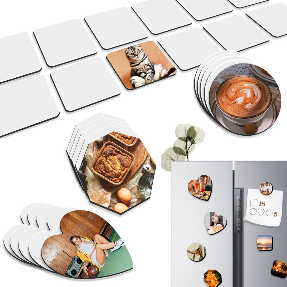30PCS Sublimation Blanks Refrigerator Magnets, ToyaJeco 4 Styles Sublimation Blank Fridge Magnets, MDF Sublimation