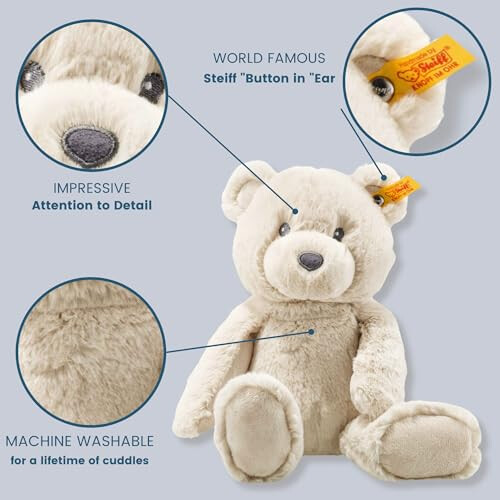 Steiff Soft Cuddly Friends Bearzy Teddy Bear, Beige - Plush Soft Toy 1