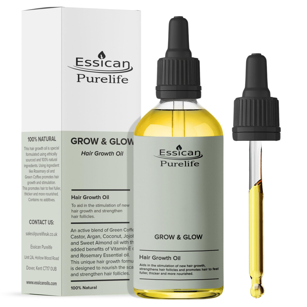 Essican Purelife Hair Growth Oil 100% Natural Biotin Hair Oils - 100Ml Hair Growth Rosemary Oil, Argan Oil, Coconut Oil, Coffee, Green