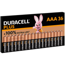 Plus AAA Batteries (36 Pack) - Alkaline 1.5V - Up To 100% Extra Life - Reliability For Everyday Devices - 0% Plastic