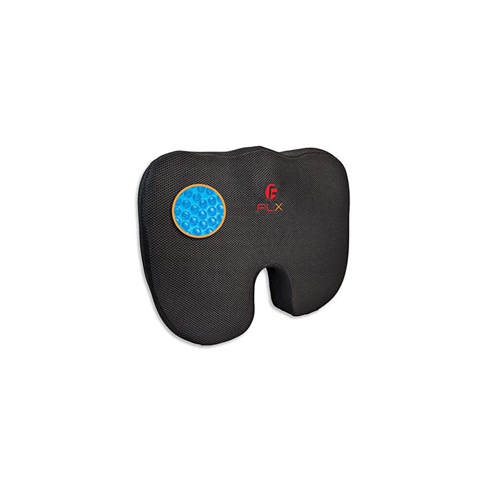 F Flx Energising Excellence Orthopedic Memory Foam Support Gel Cushion For Sciatica, Tailbone And Hip Pain - Pressure Relief On The Back And Coccyx