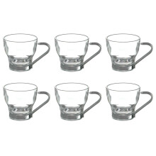 Clear Espresso Mugs Tea Cup 80ml Glass Metal Handle Coffee 6x