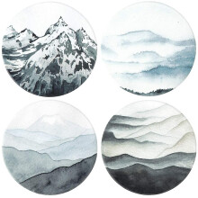 Forest Pattern Coasters - Round Drinks Absorbent Stone Coaster Set W