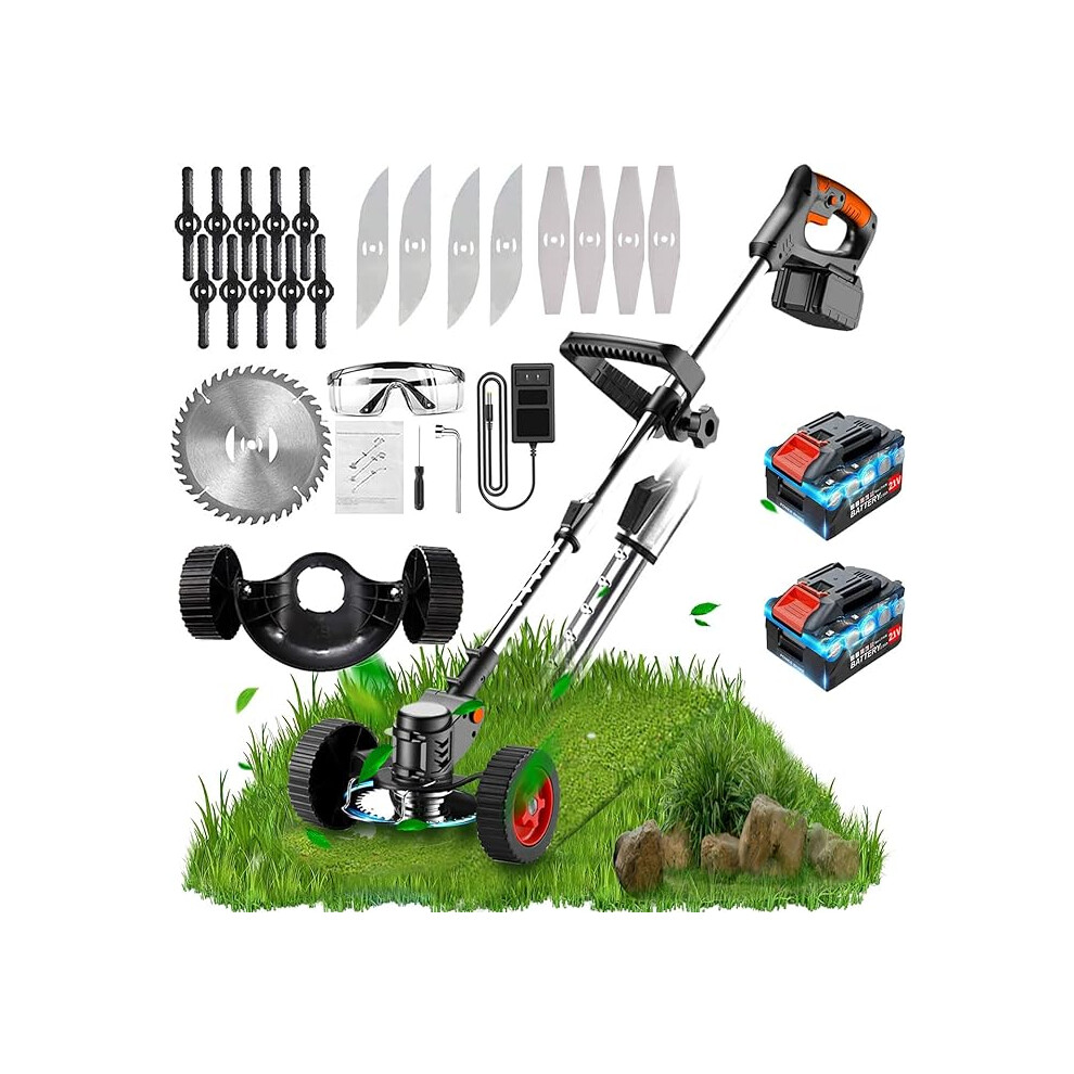 Wrneaoch Metal Blade Cordless Strimmer 21v Grass Trimmers