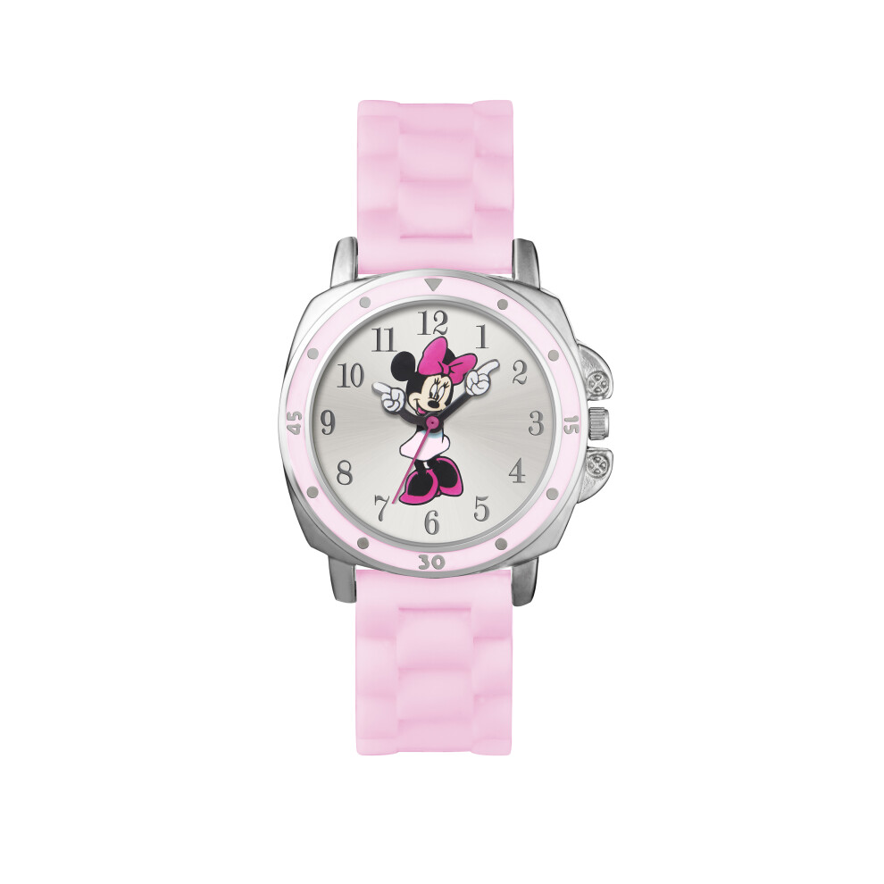 Disney Minnie Mouse Pink Silicone Strap Analogue Quartz Watch MN1063