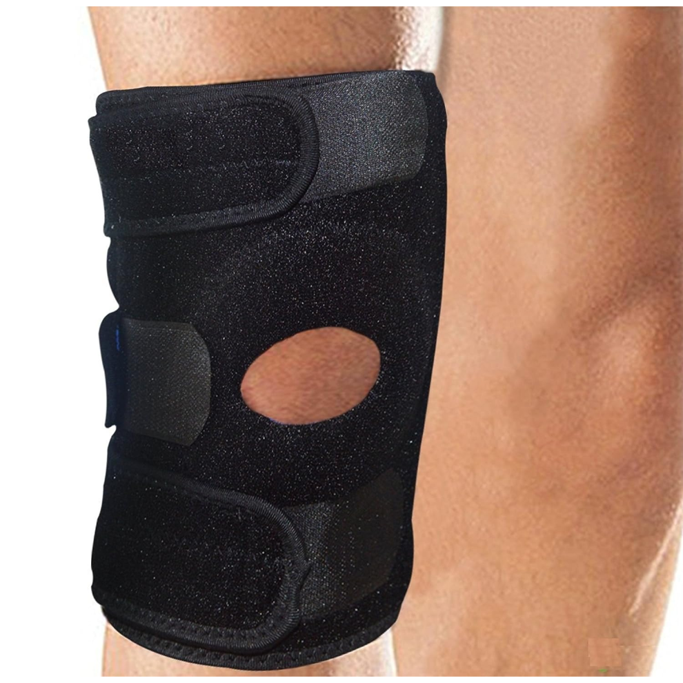Black Knee Support Brace With Open Patella Helps Stabilizing And Recovery