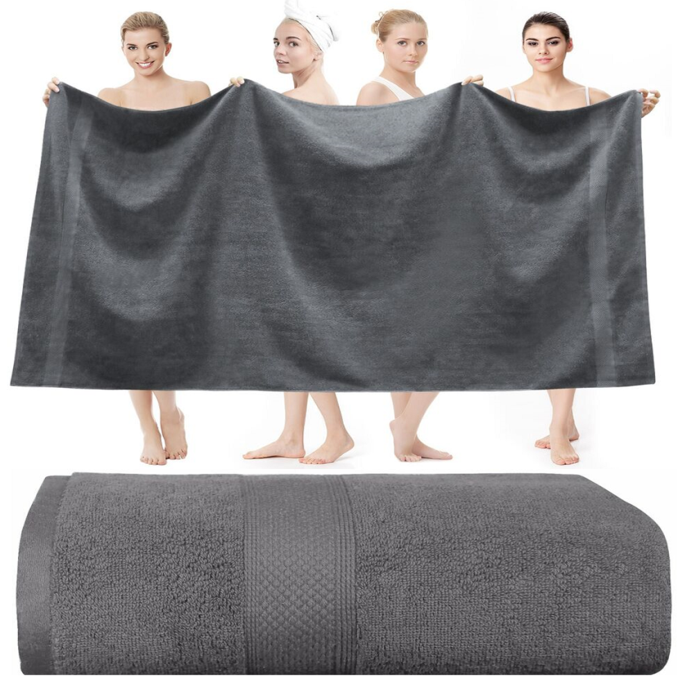 (Charcoal) Extra Super Jumbo Bath Sheet 150x200 cm Soft Cotton Big Bath Sheet XXXL Towels