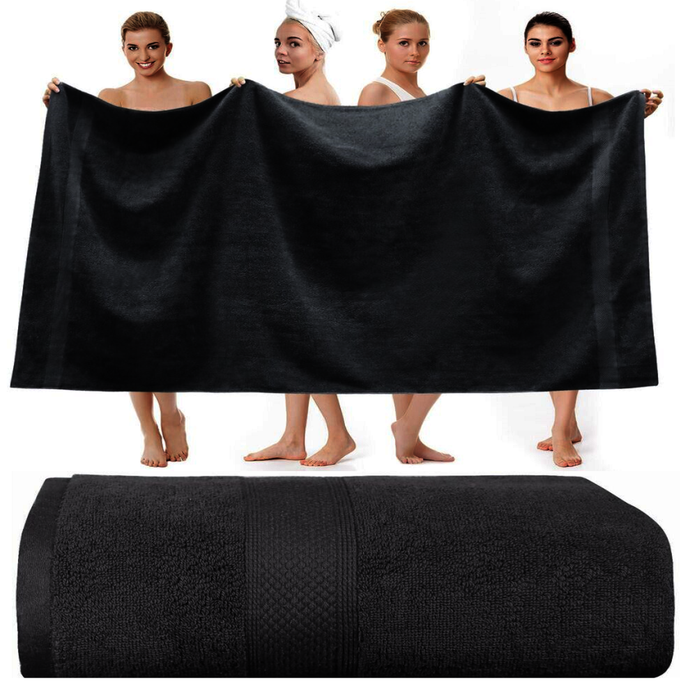 (Black) Extra Super Jumbo Bath Sheet 150x200 cm Soft Cotton Big Bath Sheet XXXL Towels