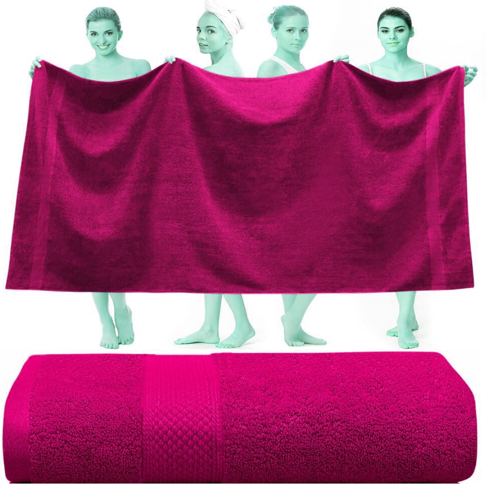 (Pink) Extra Super Jumbo Bath Sheet 150x200 cm Soft Cotton Big Bath Sheet XXXL Towels