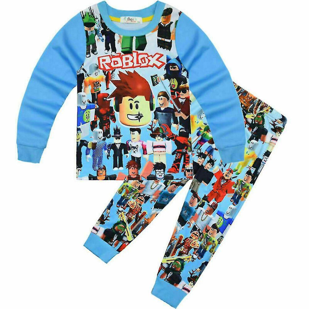 (Light Blue, 9-10 Years) Roblox Printed Pyjamas Set Kids Boys Nightwear Pajamas Pjs Sleepwear Outfit