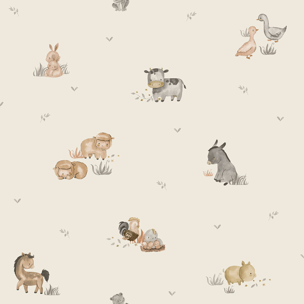 (Beige) Little Explorers 2 Wallpaper Farm Animals Galerie Beige Galerie Snoopy