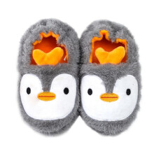 (8.5) 1 Pair Kids Cotton Slippers Autumn Winter Warm Slippers Cartoon Penguin Slippers