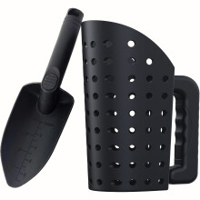 (Black) Beach Treasure Hunting Set - Portable Metal Detector Sand Scoop and Shovel with Filter Tool