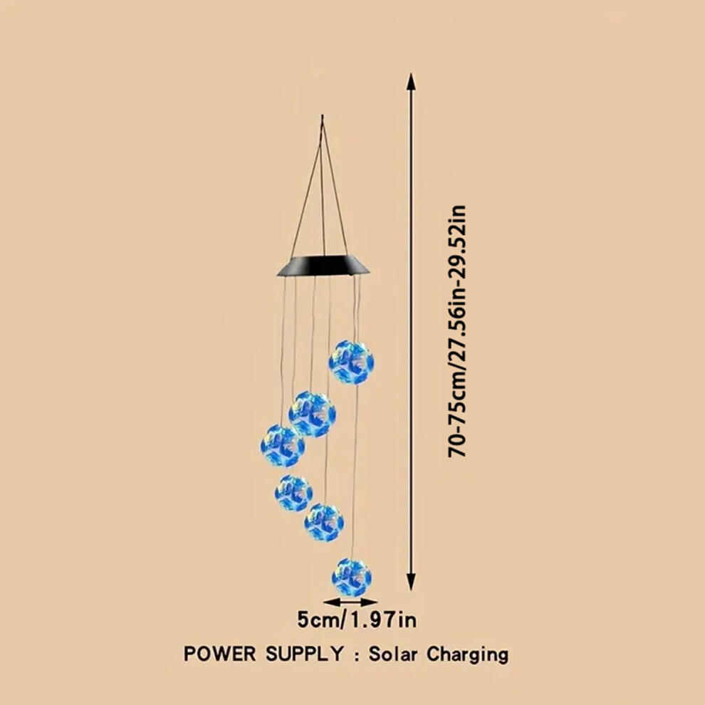 (RGB) Solar Blue Laser Disco Ball Wind Chime Lights Solar Powered 6 LED Waterproof Outdoor Decorative Lamp For Home Garden Decor-image-OPC-PDS2HKY-NEW