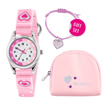 Tikkers Girls Pink Strap Heart Watch, Purse and Bracelet Set