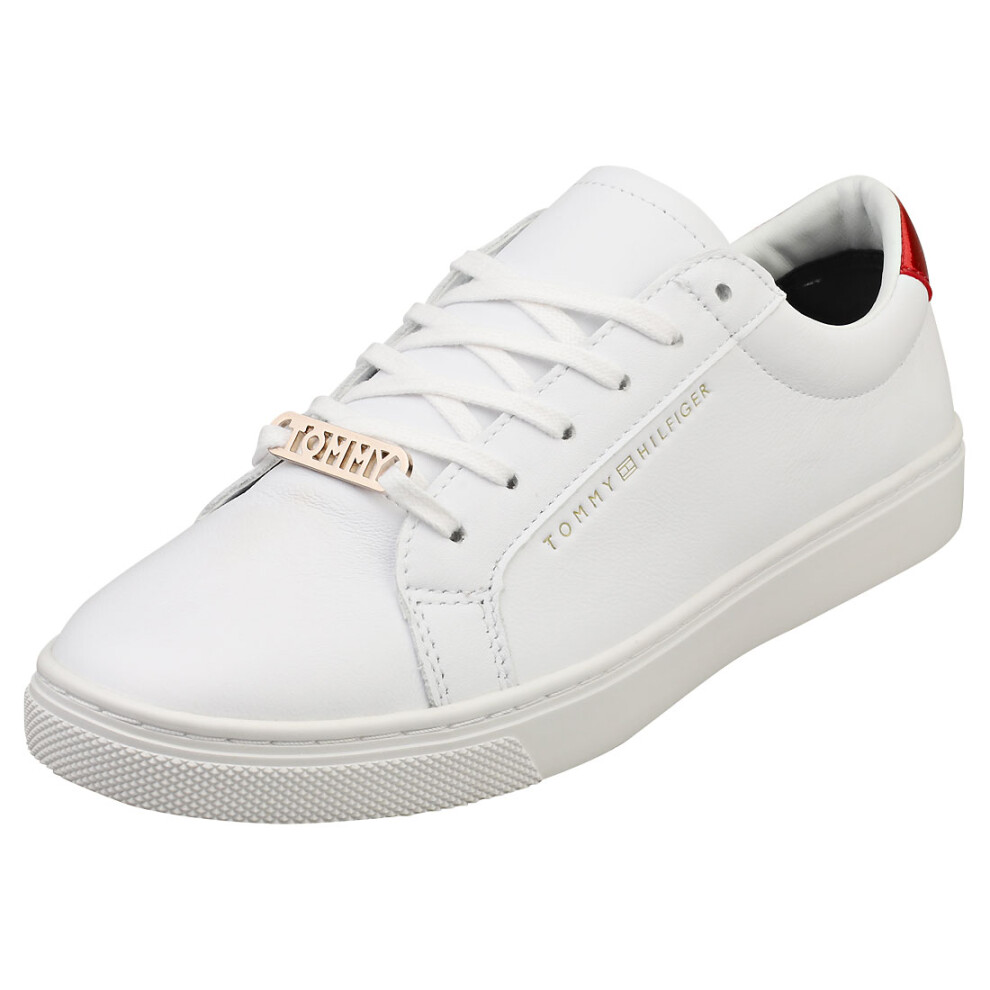 (7.5) Tommy Hilfiger Essential Sneaker Womens Casual Trainers in White Black