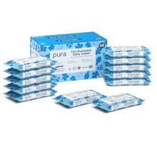 Flushable Baby Wipes 12 x 60 per pack, (720 Water Based Wet Wipes) 100% Plastic Free, 99% Water, Suitable for Sensitive