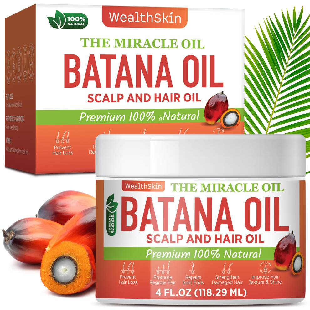 Batana Oil for Hair Growth: 100% Batana Oil from Honduras as Hair Mask, Scalp and Hair Oil. Repairs Damaged Hair & Skin,