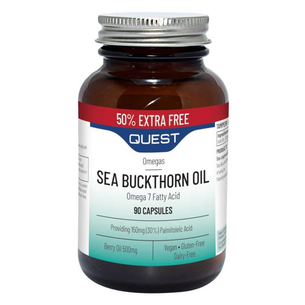 Quest Nutrition Sea Buckthorn Oil Omega 3, 6 & 7, Berry Oil & Palmitoleic Acid Supplements. Supports Skin & Eye Health Plus Post