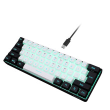 60% Wired Gaming Keyboard, RGB Backlit,Ultra-Compact Mini Keyboard with Detachable Cable,Black and White Color