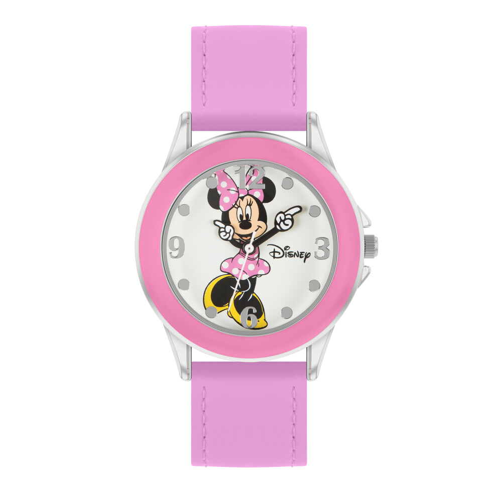 Disney Girls Minnie Mouse Pink Silicone Strap Watch MN1442