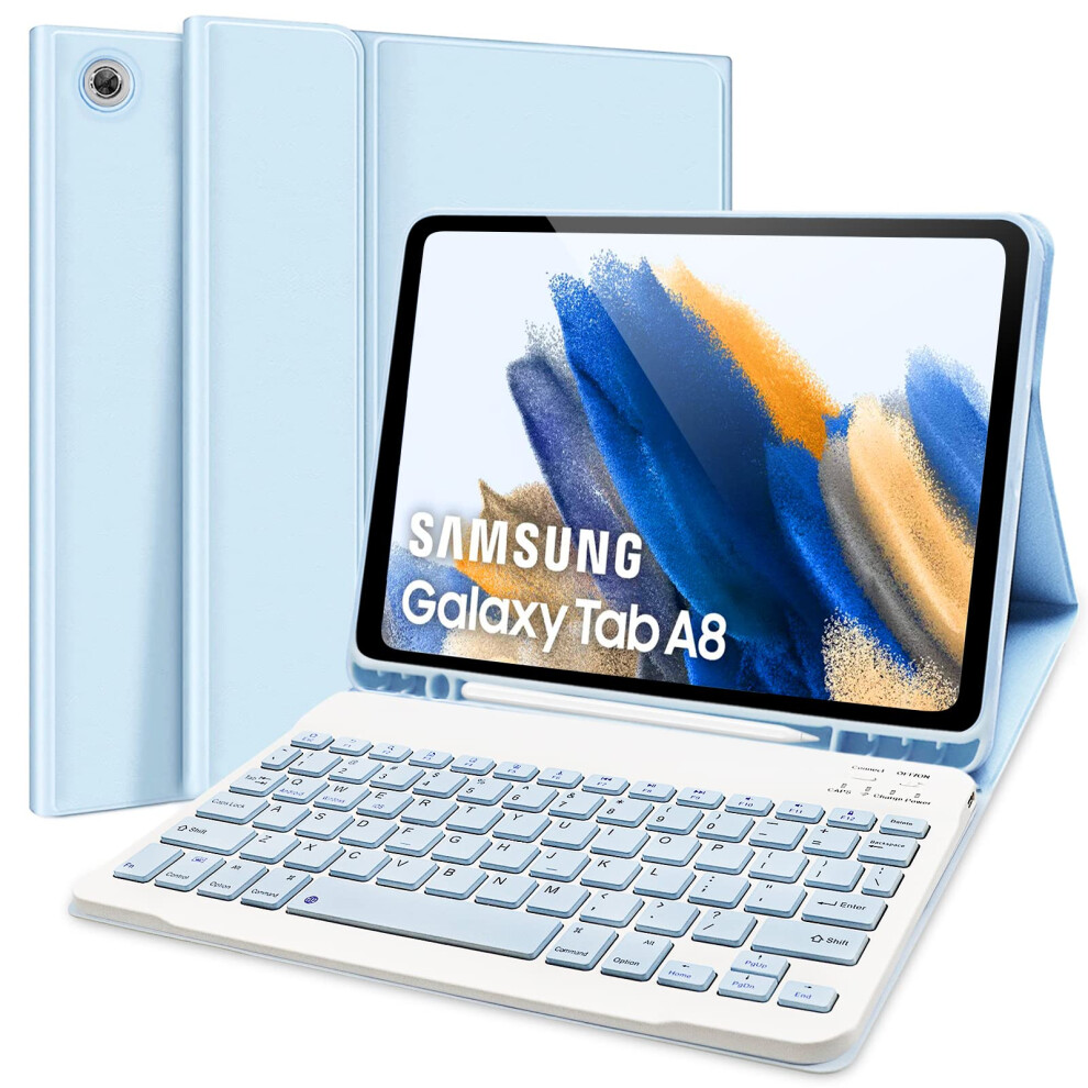 Keyboard Case for Samsung Galaxy Tab A8 10.5", Protective Cover Case with Detachable Wireless Keyboard for Galaxy Tab A8