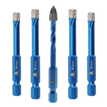 Diamond Drill Bit - BRSCHNITT 5pcs 6mm Masonry Drill Bits Set for Porcelain Tile Ceramic Stone Granite Marble,Hex Shank