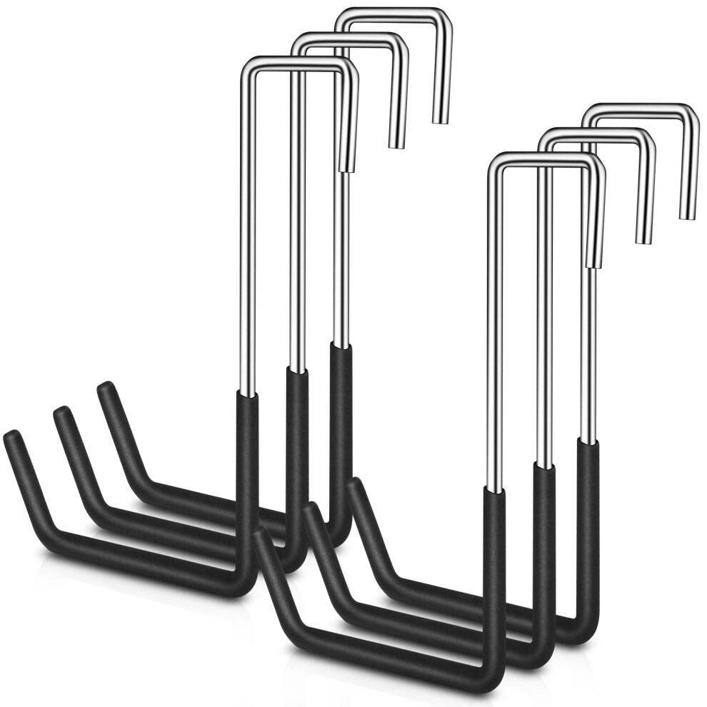 6 Pack Heavy Duty Rafter Hooks for Hanging Vinyl Coated Large S Hooks for Hanging Ladder Bike Hangers Garage Storage