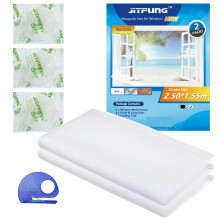 DIY Fly Screen for Windows, 2 Pieces of Mosquito Net Insect Mesh with Cutter, 98x61 inches, with 3 Rolls Self-Adhesive