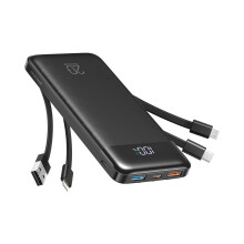 Power Bank 20000mAh, Fast Charging Portable Charger with Built-in Cables, 20K USB C Battery Pack, Slim Portable Phone