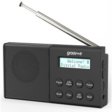 groov-e Geneva Rechargeable DAB & FM Digital Radio - Built-In Alarm Clock & Bluetooth Connectivity - LCD Display - USB