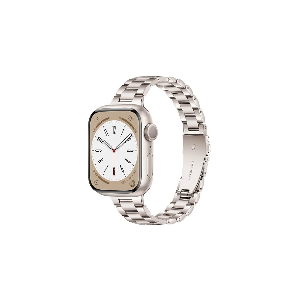 Photos - Watch Strap Metal Strap Compatible with Apple  41mm 40mm 38mm for Women/Men, Stainless Steel Slim Metal Starlight Apple